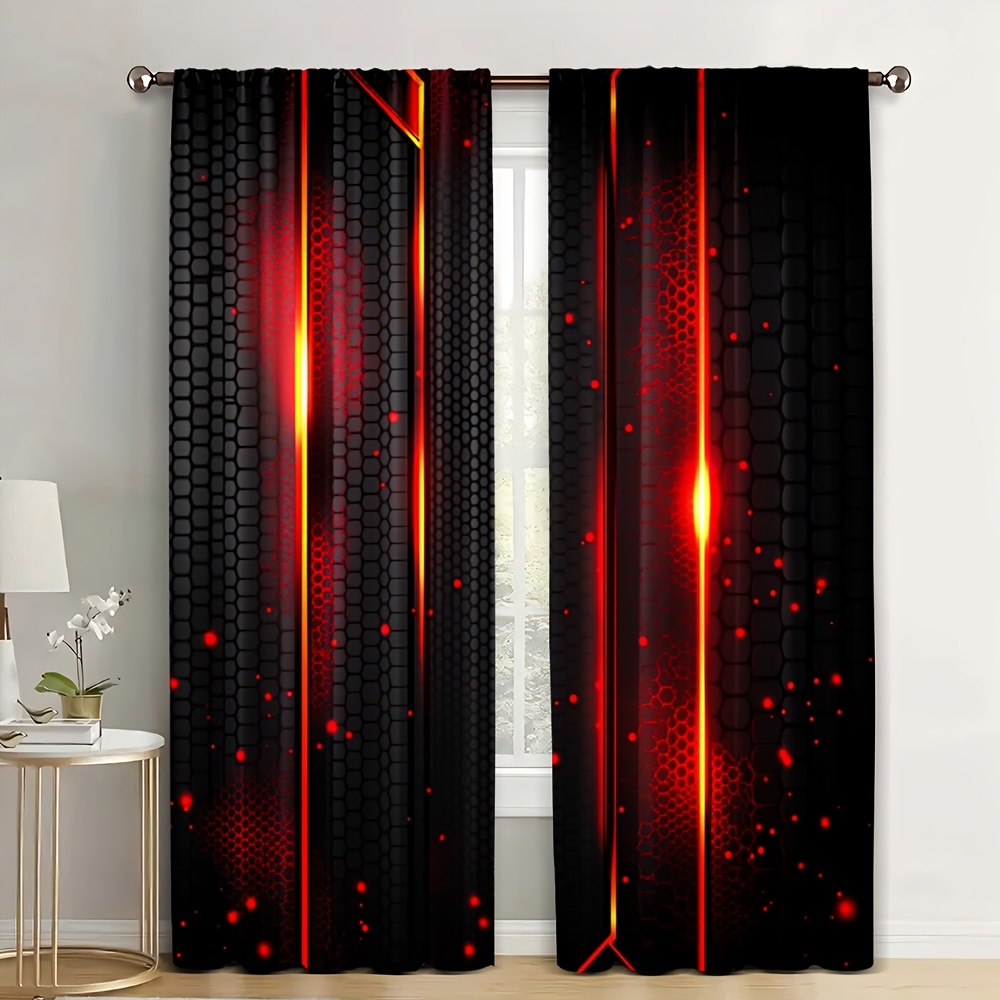 Office Tech For Men - 2pcs Lava Curtains Black Red Crack
