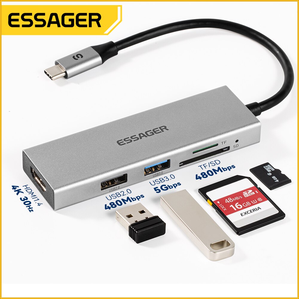 Essager 5 in 1 USB C HUB HDMI- - Docking Station Usb C review and price