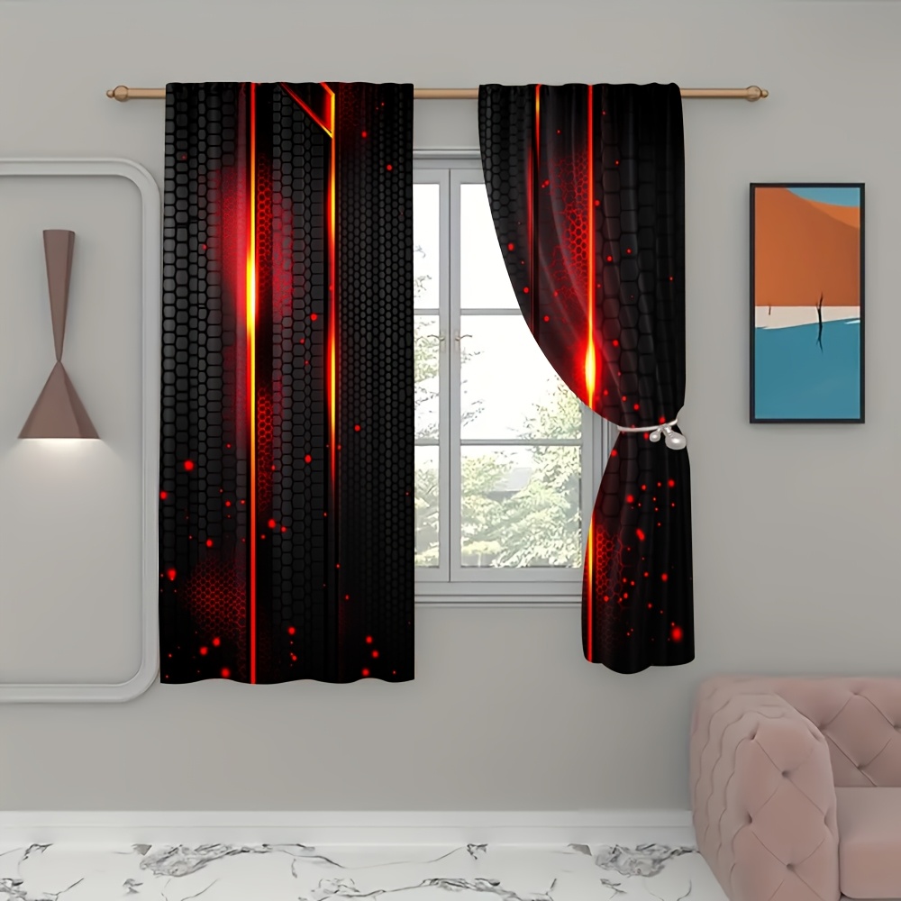 2pcs Lava Curtains Black Red C - Office Tech For Men review and price