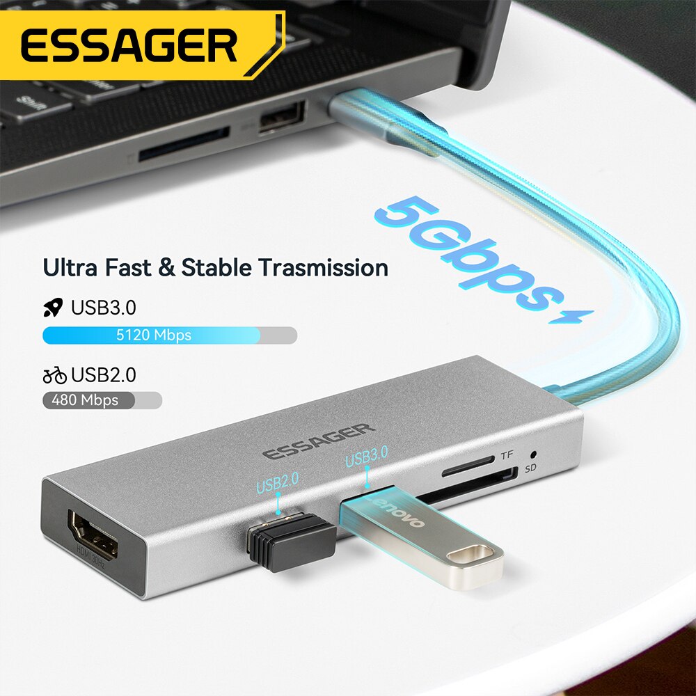 Essager 5 in 1 USB C HUB HDMI- - Docking Station Usb C review and price
