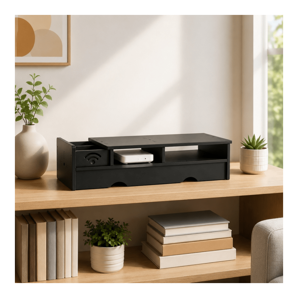 Black Matte WiFi Router Storag - Office Tech Setup review and price
