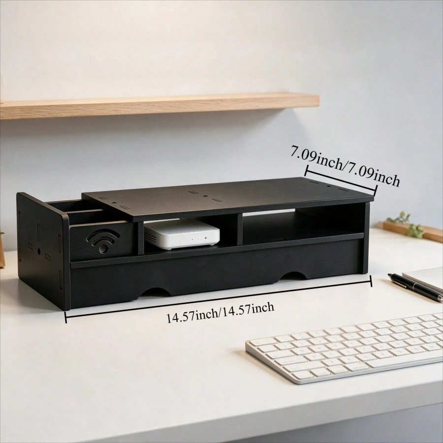 Black Matte WiFi Router Storag - Office Tech Setup review and price