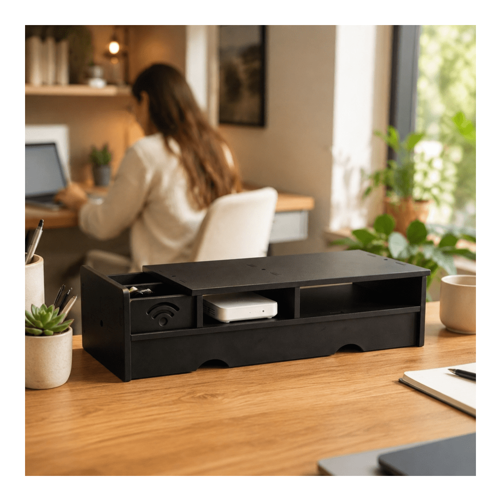 Black Matte WiFi Router Storag - Office Tech Setup review and price